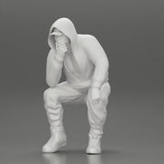 Young Gangster Man With Hoodie Sitting and thinking - Only-Games
