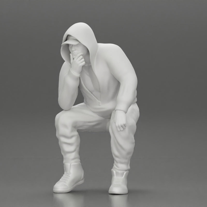 Young Gangster Man With Hoodie Sitting and thinking - Only-Games