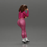 Tearful girl standing in jeans and mini shirt expressing deep sorrow with pigtails - Only-Games