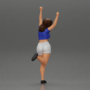 Happy girl in Mini shirt and shorts Standing on One Leg - Only-Games