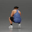 gangster man in shorts and a cap sitting and thinking - Only-Games