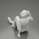 Tired woman mechanic in shirt pants sitting and drinking water during from bottle - Only-Games