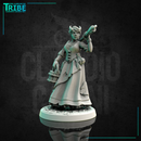 (0229) Female human elf half-orc tiefling firbolg farmer with hoe - Only-Games