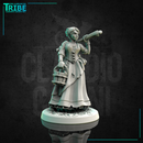 (0229) Female human elf half-orc tiefling firbolg farmer with hoe - Only-Games