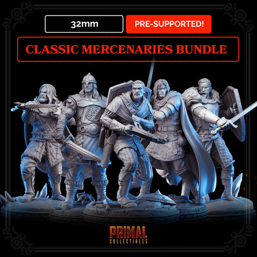 5 miniatures - 32mm - Classic RPG mercenaries bundle - MASTERS OF DUNGEONS QUEST - Only-Games