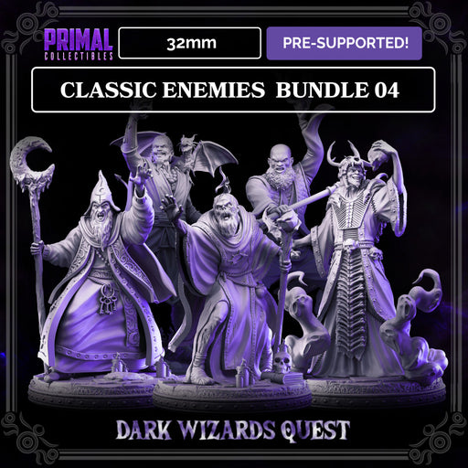 5 miniatures - 32mm - Classic RPG game enemies bundle - DARK WIZARDS - MASTERS OF DUNGEONS QUEST - Only-Games