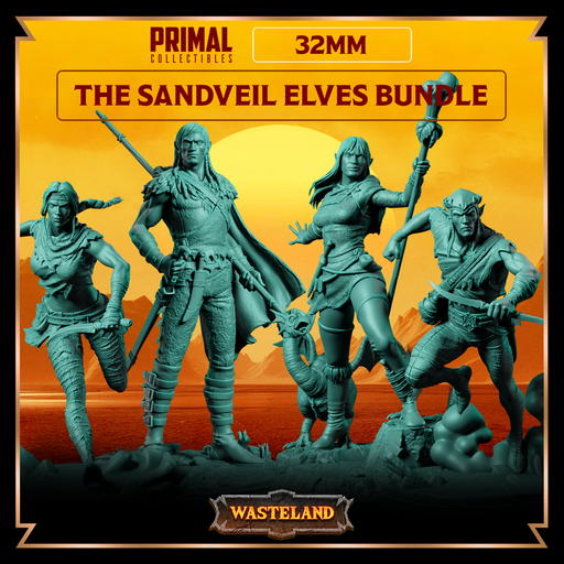 4 miniatures - 32mm - The Sandveil Elves Bundle - Wasteland - Only-Games