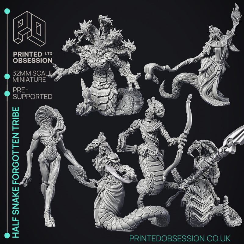 Half Snake Forgotten Tribe Pack - 6 Models - PRESUPPORTED - 32mm scale