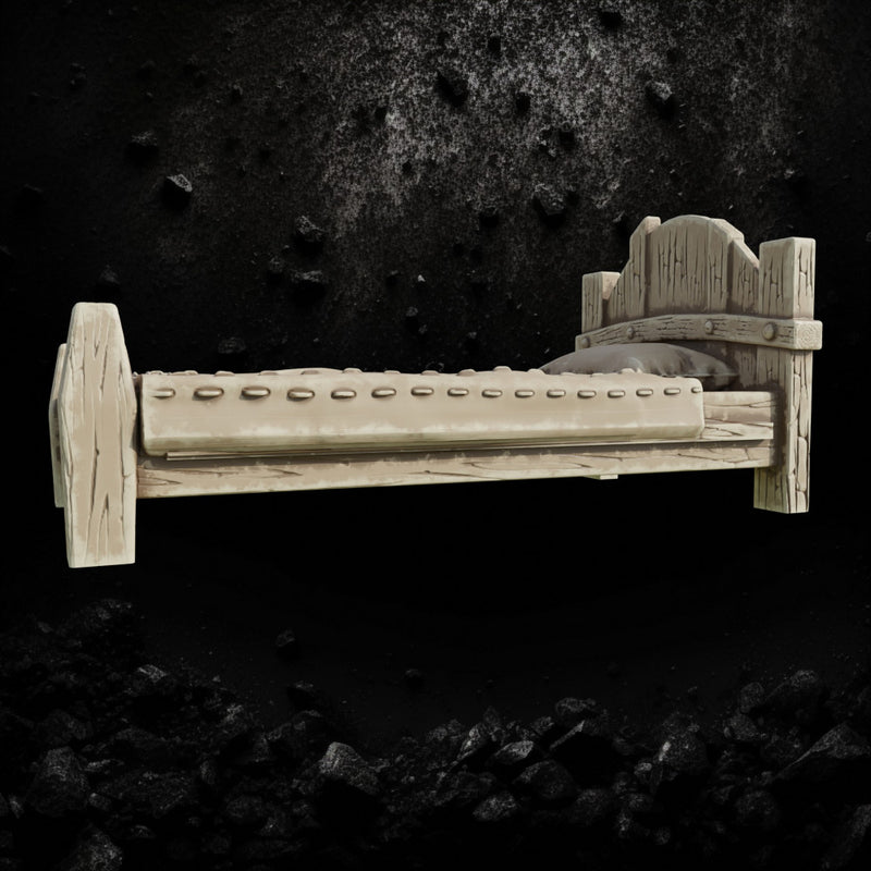 Wood Bed 3 - Fantasy Bedroom Furniture STL for DnD & Wargaming Terrain - Only-Games