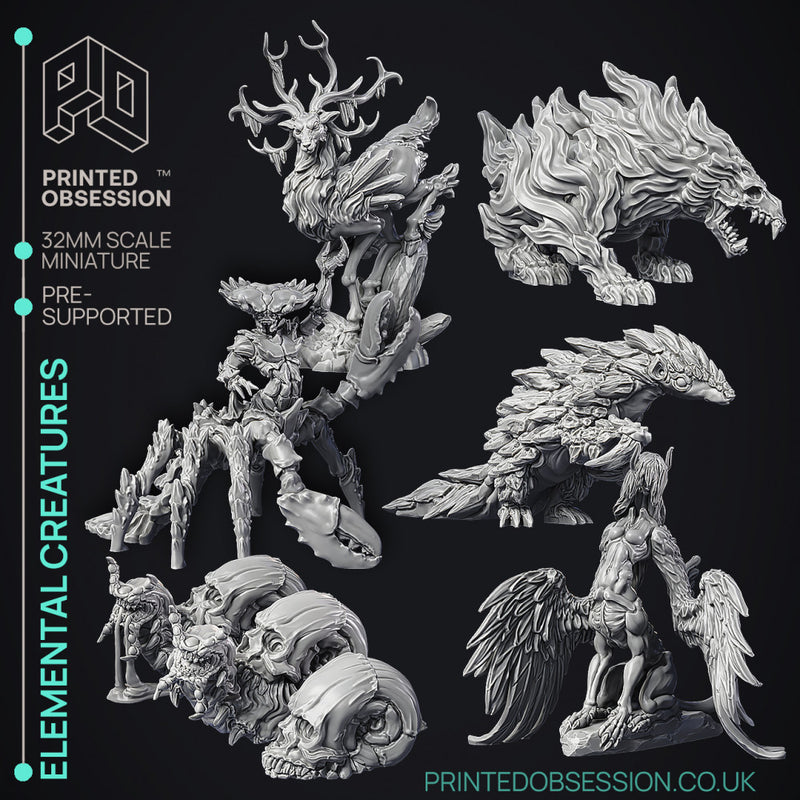 Elemental Creatures - 6 Model pack - PRESUPPORTED - 32mm Scale