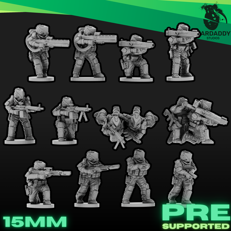 Sci-Fi Future Mercs- Support Weapons - Multiple Heads (15mm)