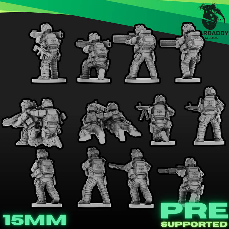 Sci-Fi Future Mercs- Support Weapons - Multiple Heads (15mm)