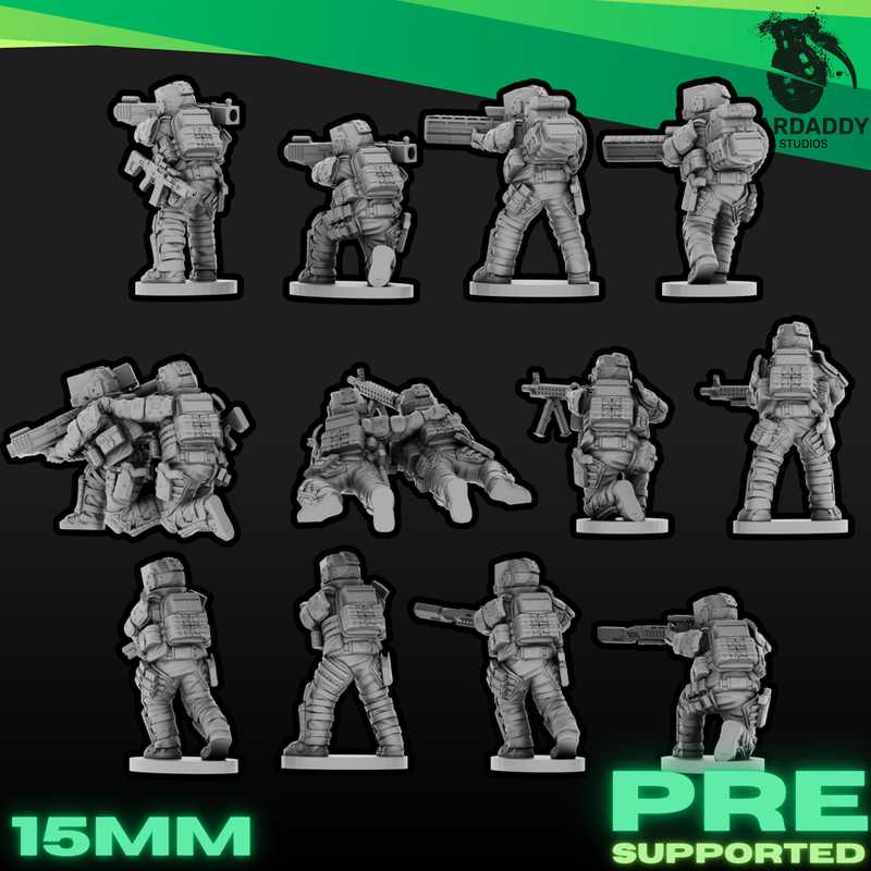 Sci-Fi Future Mercs- Support Weapons - Multiple Heads (15mm)