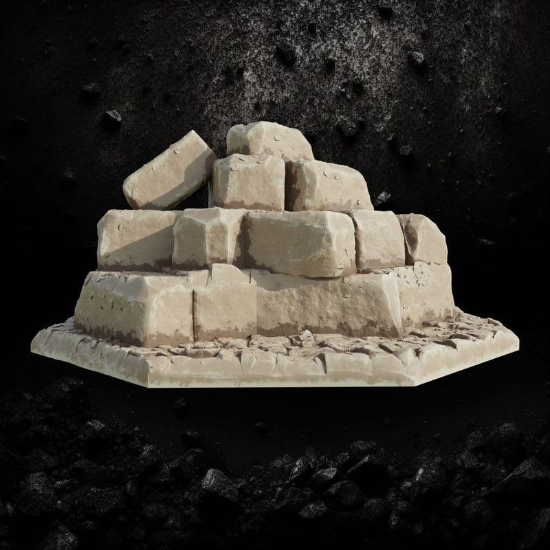 Stone Ruins - Ancient Fallen Wall STL for DnD & Wargaming - Only-Games