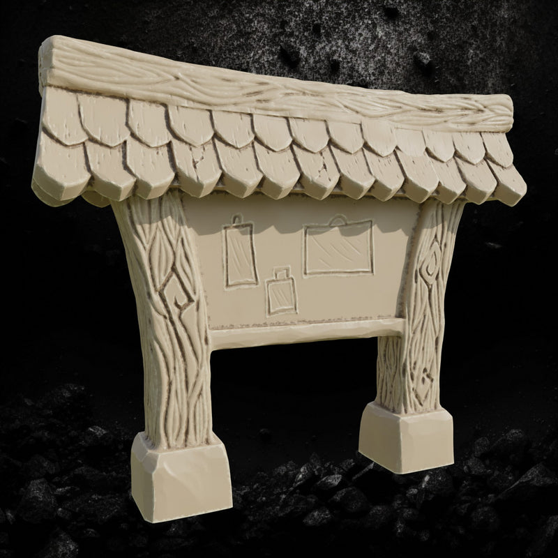 Town Quest Sign - Village Notice Board STL for DnD & Wargaming