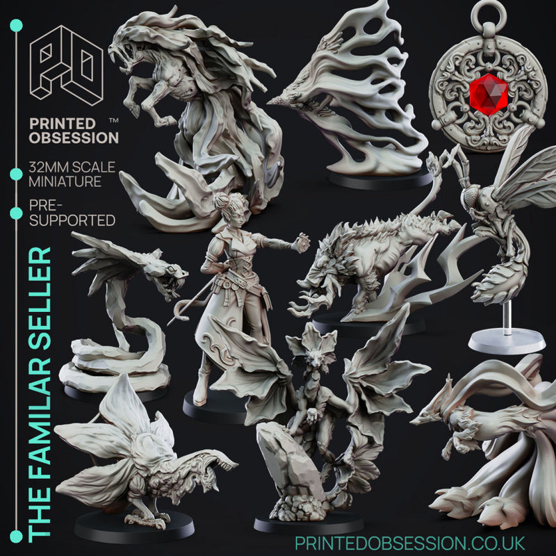 Elemental Familars Pack - 11 Model Pack - PRESUPPORTED - Illustrated & Stats - 32mm scale.