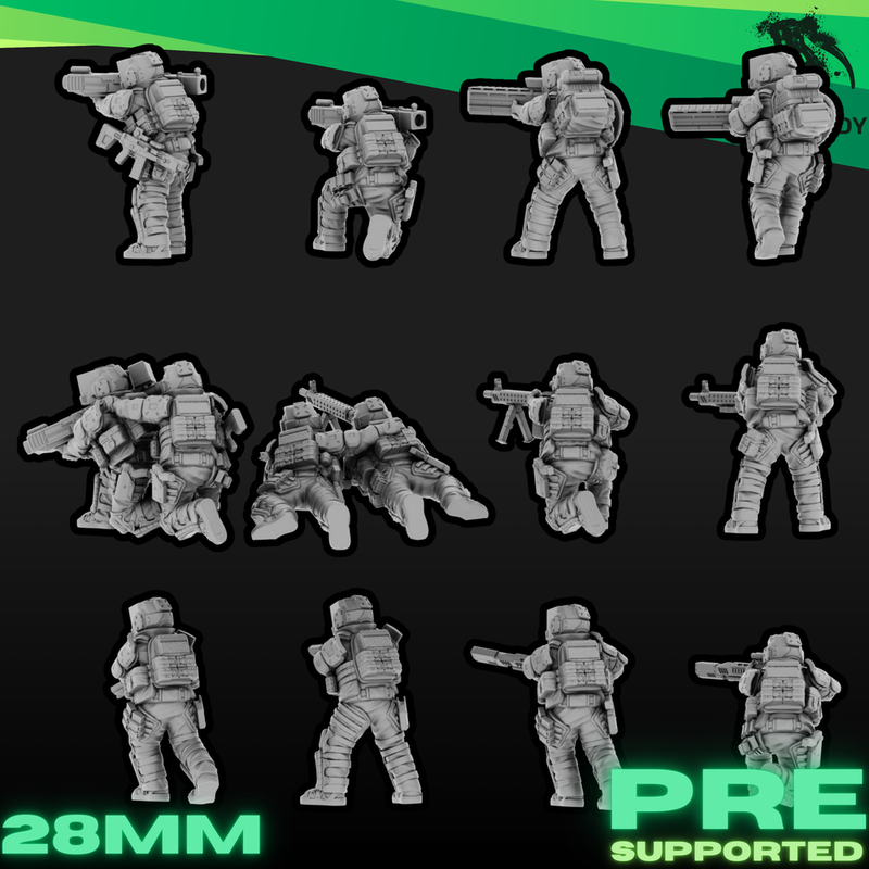 Sci-Fi Future Mercs- Support Weapons - Multiple Heads (28mm)