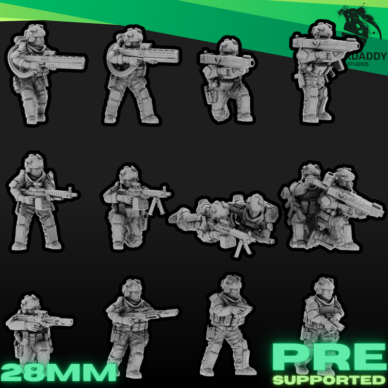 Sci-Fi Future Mercs- Support Weapons - Multiple Heads (28mm)
