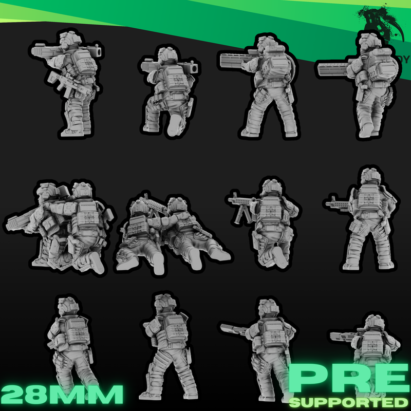 Sci-Fi Future Mercs- Support Weapons - Multiple Heads (28mm)