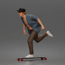 Man Riding Skateboard In Open Short Sleeve Shirt Pants And Sneakers