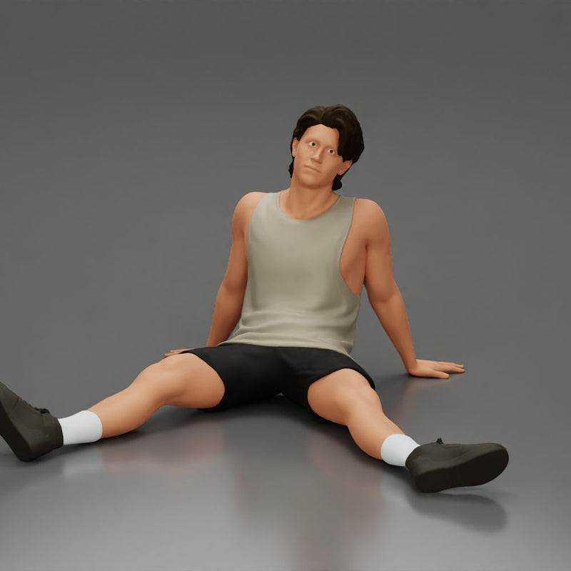 Casual Pose Relaxed Man Sitting with Comfortable Clothing and Footwear - Only-Games