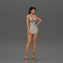 Woman in silver mini dress posing with hand on hip - Only-Games