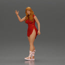 Graceful woman waving with elegance and a warm expression - Only-Games