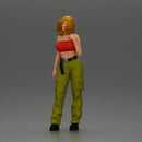 Urban dancer showcasing attitude in red tube top cargo pants pose - Only-Games
