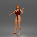 Confident Woman Posing Gracefully in Elegant One-Piece Bodysuit Outfit