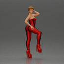 Bold Fashionista in Red Bodysuit and Sky-High Platform Heels - Only-Games