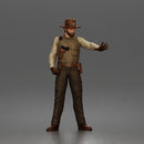 Confident Sheriff Standing Firm in Classic Western Outfit and Hat