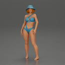 Stylish woman modeling modern asymmetric bikini and hat - Only-Games