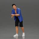 Stylish man leans casually with cool energy in relaxed summer outfit stance - Only-Games