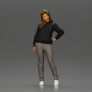Casual girl with hoodie and sweatpants, striking a confident pose - Only-Games