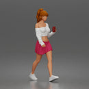 Trendy Girl Walking Confidently with Drink in Stylish Casual Outfit