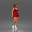 Standing woman in Sleeveless Bow Dress With Platform Ankle Boots