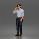 man smoking wearing sunglasses collared shirt trousers leather shoes