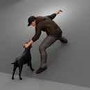 Brave Man Rescuing Dog While Wearing Casual Hoodie and Pants