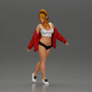 Girl lets her red jacket slip embracing freedom rhythm grace and herself fully - Only-Games