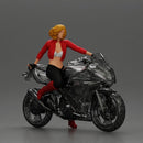 Stylish Rider on Sleek Black Motorcycle with Red Accents - Only-Games