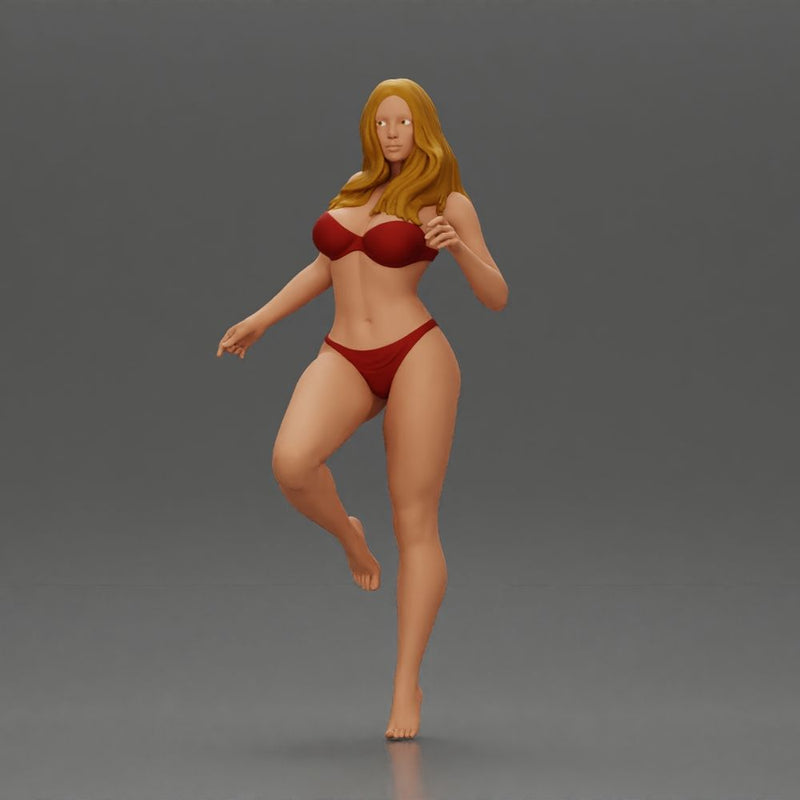 Stylized female figure posed dynamically in minimal attire - Only-Games