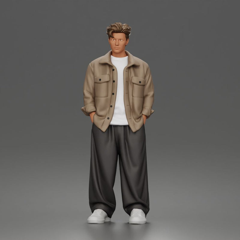 Relaxed Hands In Pockets Poser in Jacket Shirt Pants Sneakers