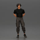 Man with messy hair wearing black shirt and cargo pants - Only-Games