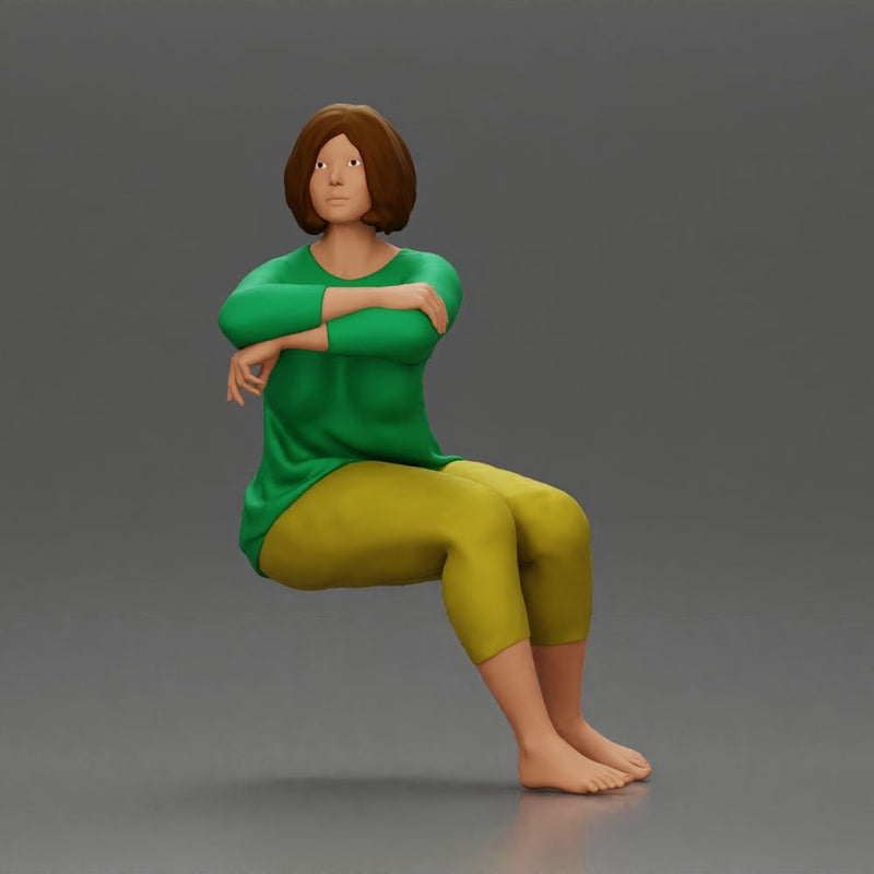 Calm woman sits midair with grace arms folded legs crossed in peace - Only-Games