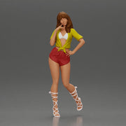Confident and Stylish Woman in Chic Summer Outfit Posing Playfully - Only-Games