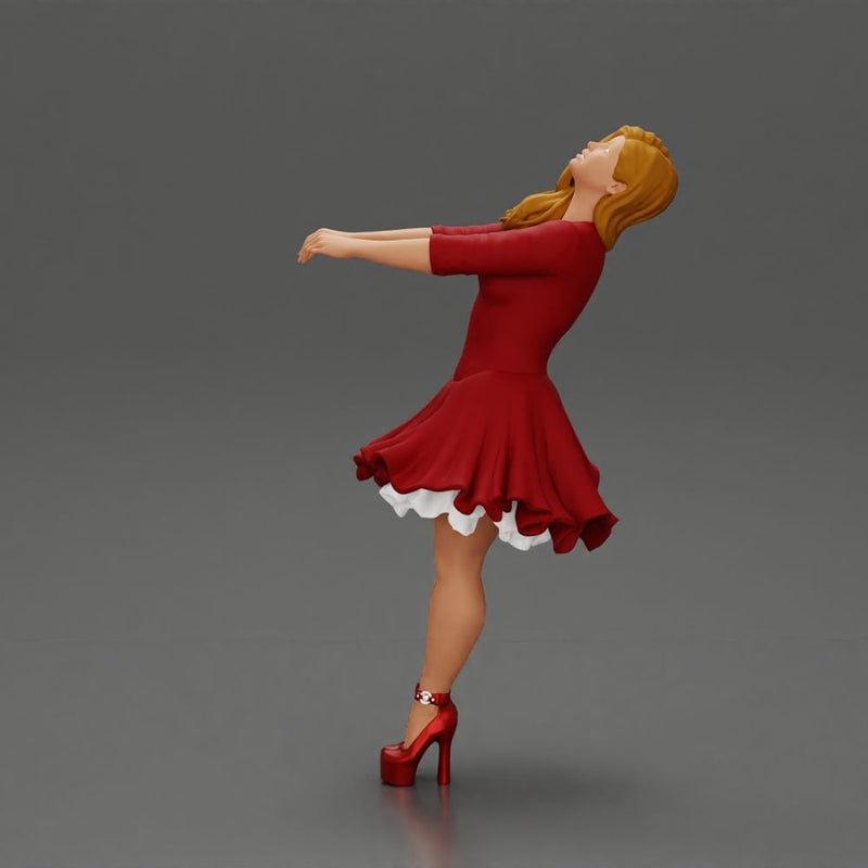 Girl in dress leaning back holding hands enjoying a playful dance moment - Only-Games