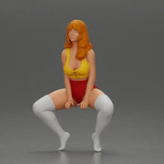 Sexy girl sitting at home wearing shorts and mini shirt at home - Only-Games
