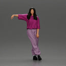 Graceful woman leaning on the car in magenta and lavender striking relaxed stylish pose - Only-Games