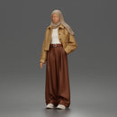 Relaxed Hijab Stander Posing in Jacket Shirt Pants and Sneakers