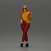 Confident Style in Yellow and Red, Holding a Drink with sunglasses - Only-Games
